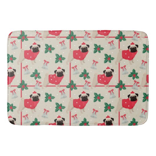 Puggy Kerstmis Bath Mat (Voorkant)