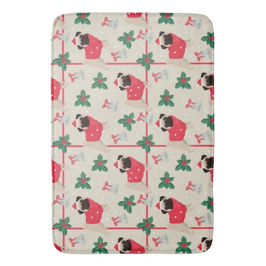 Puggy Kerstmis Bath Mat (Voorkant Verticaal)