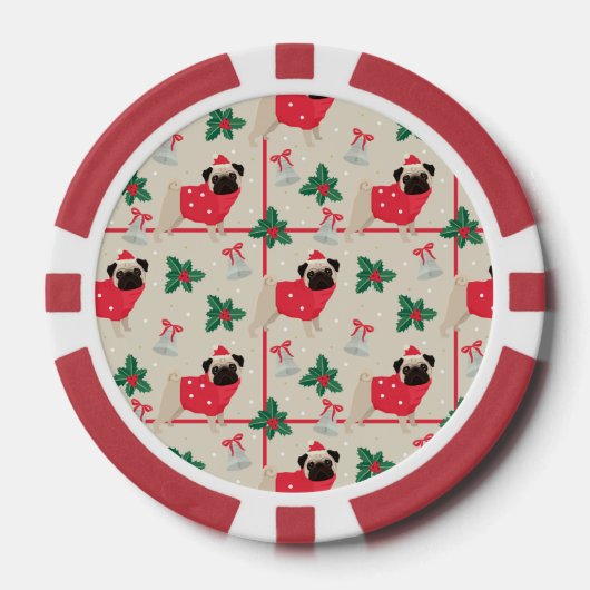Puggy Kerstmis Poker Chips (Voorkant)