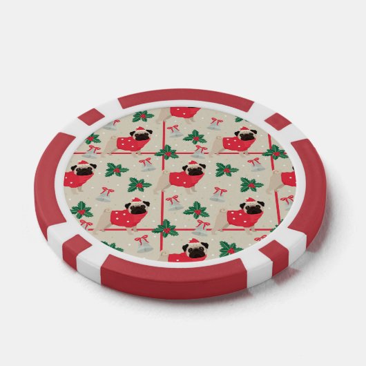 Puggy Kerstmis Poker Chips (Enkel)