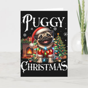 Puggy Kerstmis Pug Kerstmis Pug Sinterklaas Pug  Kaart