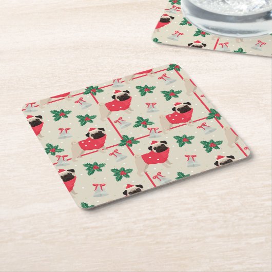 Puggy-kerstOnderzetters Kartonnen Onderzetters (Schuin)