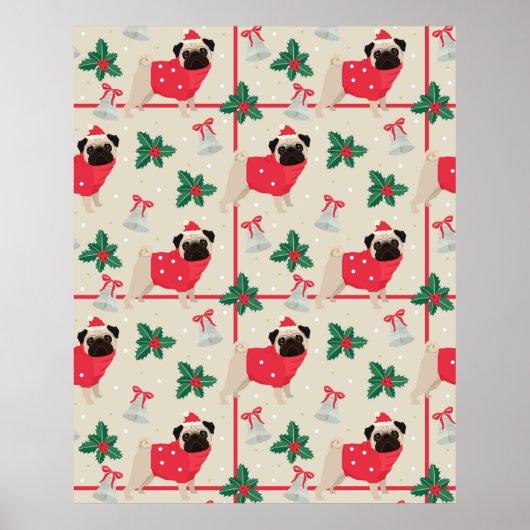 Puggy kerstPoster Poster (Voorkant)