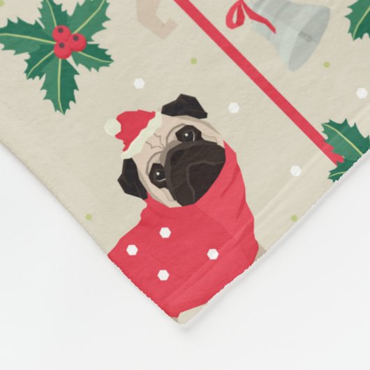Puggy Kerstvliesdekens Fleece Deken (Hoek)