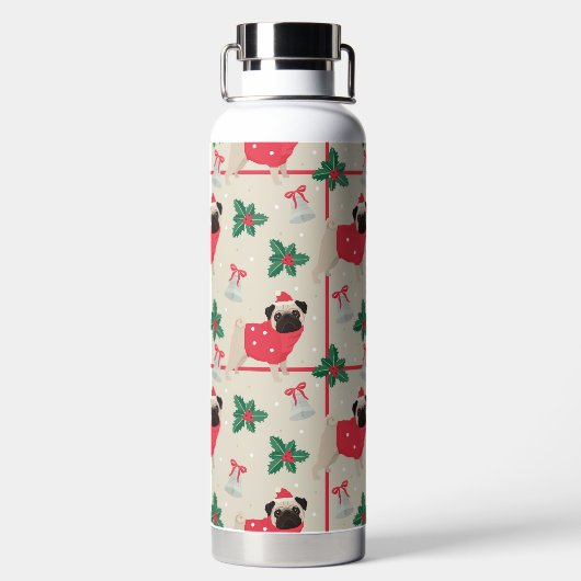 Puggy kerstwaterflesje waterfles (Achterkant)