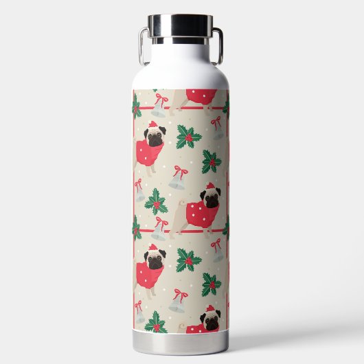 Puggy kerstwaterflesje waterfles (Voorkant)