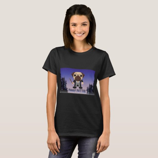 Puggy Potter bij pugwarts T-shirt (Voorkant volledig)