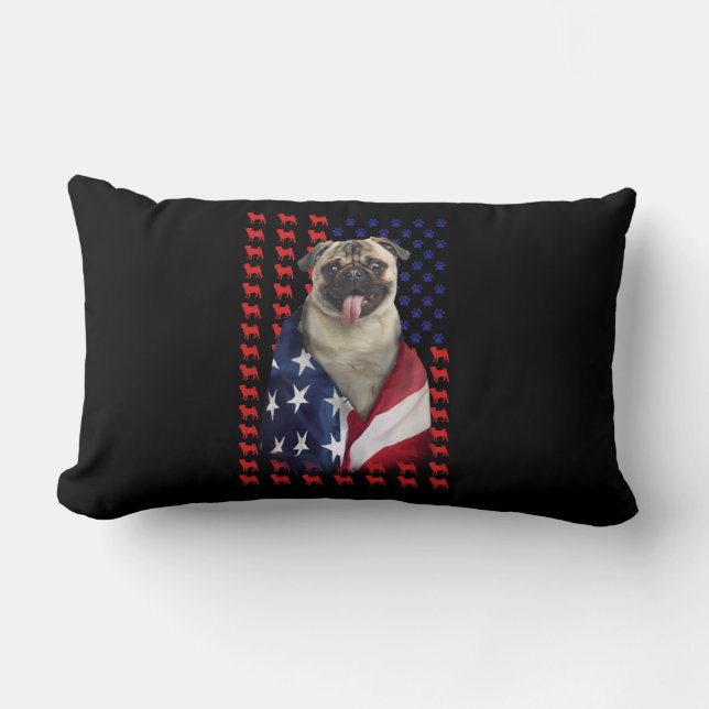 Puggy USA Amerikaanse vlag Kussen (Voorkant)