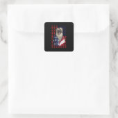 Puggy USA Amerikaanse vlag Vierkante Sticker (Tas)