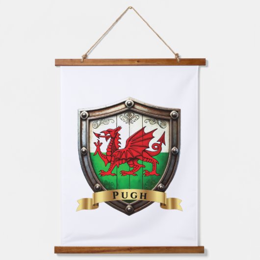 Pugh Wales Surname Shield Hangend Wandkleed (Voorkant)