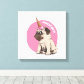 Pugicorn Canvas Afdruk (Insitu (Houten vloer))