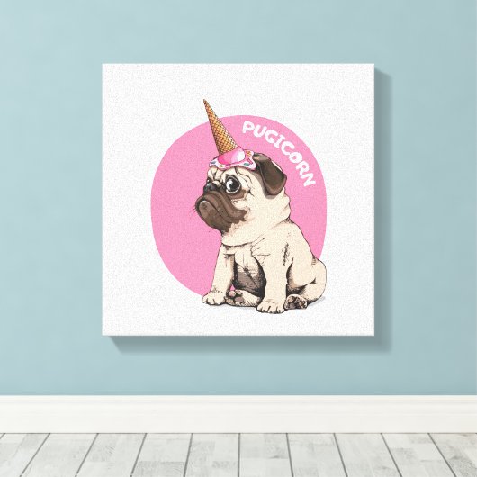 Pugicorn Canvas Afdruk (Insitu (Houten vloer))