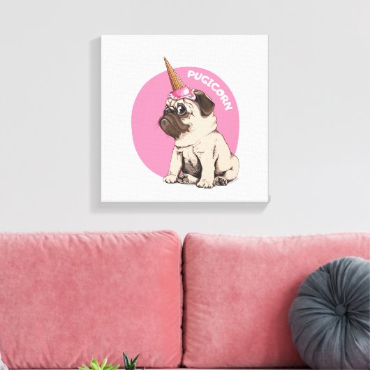 Pugicorn Canvas Afdruk (Insitu (Woonkamer))