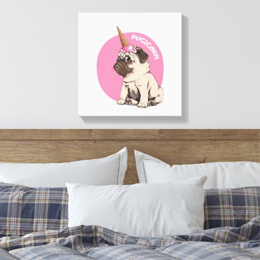 Pugicorn Canvas Afdruk (Insitu (Slaapkamer))