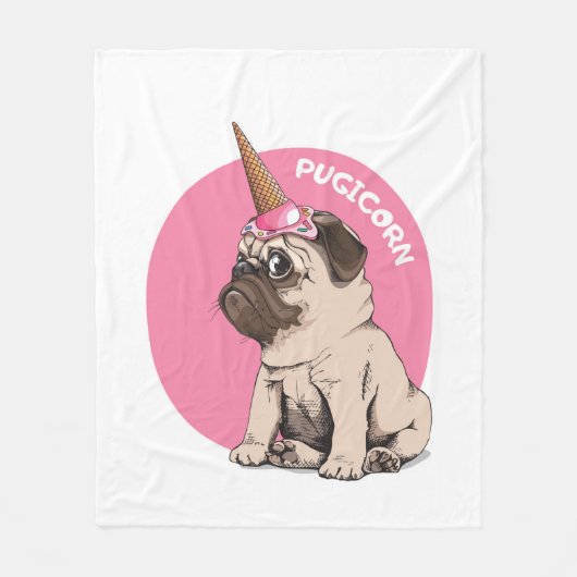Pugicorn Fleece Deken (Voorkant)