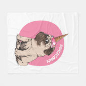 Pugicorn Fleece Deken (Voorkant (Horizontaal))