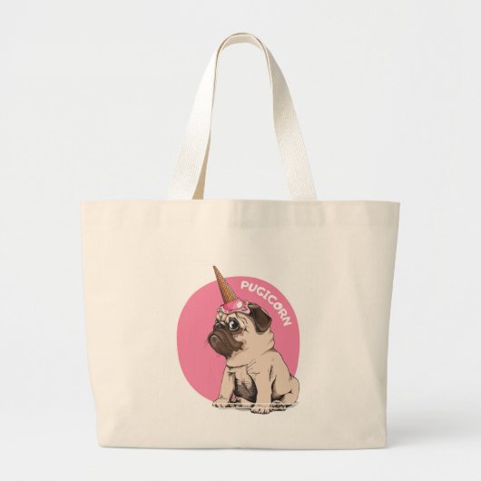 Pugicorn Grote Tote Bag (Voorkant)