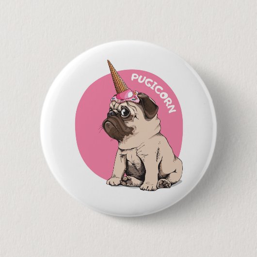 Pugicorn Ronde Button 5,7 Cm (Voorkant)