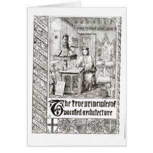 Pugin op het werk, frontispiece van 'True Principl