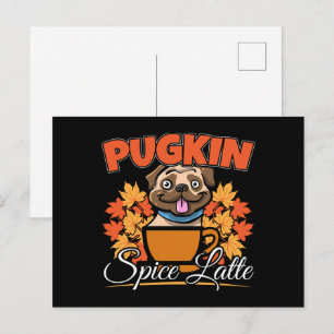 Pugkin Kruiden Latte - Pug Hond Pompoen Woordspeli Briefkaart