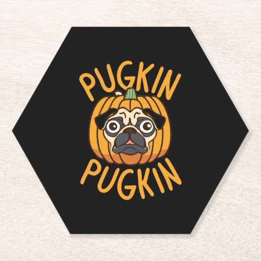 Pugkin Pug Dog Halloween Kartonnen Onderzetters (Voorkant)