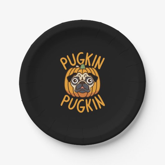 Pugkin Pug Dog Halloween Papieren Bordje (Voorkant)