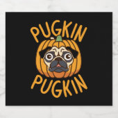 Pugkin Pug Dog Halloween Sparkling Wijnetiket (Enkel label)