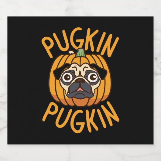 Pugkin Pug Dog Halloween Sparkling Wijnetiket (Enkel label)