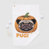 Pugkin Pug Halloween Happy Halloween Oversized T-S Golfhanddoek (Insitu)
