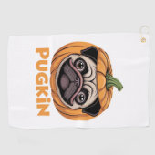 Pugkin Pug Halloween Happy Halloween Oversized T-S Golfhanddoek (Horizontaal)