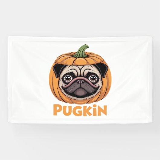 Pugkin Pug Halloween Happy Halloween Oversized T-S Spandoek (Horizontaal)