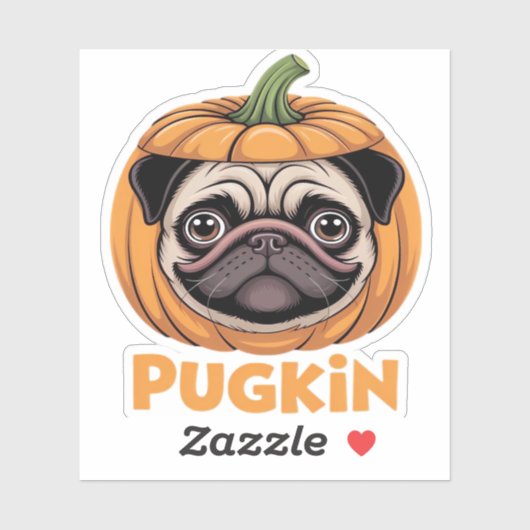 Pugkin Pug Halloween Happy Halloween Oversized T-S Sticker (Vel)