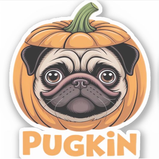Pugkin Pug Halloween Happy Halloween Oversized T-S Sticker (Voorkant)