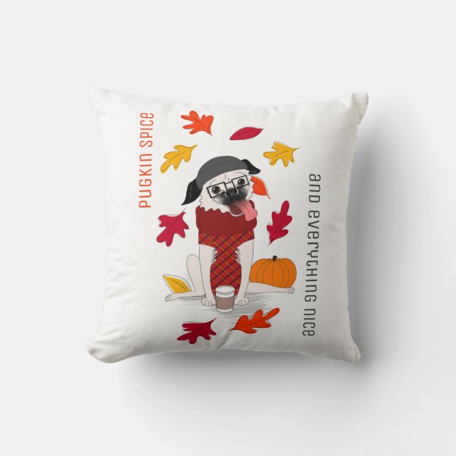 Pugkin-specerij: Herfst Pillow Kussen (Voorkant)