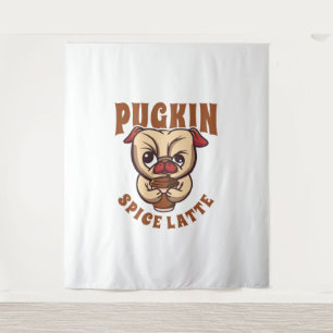 Pugkin Spice Latte Coffee Pumpkin Spice Pug Eigena Wandkleed