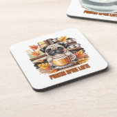 Pugkin Spice Latte – Cute Autumn Pug Coffee Design Bier Onderzetter (Linkerzijde)