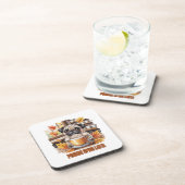 Pugkin Spice Latte – Cute Autumn Pug Coffee Design Bier Onderzetter (Rechterzijde)