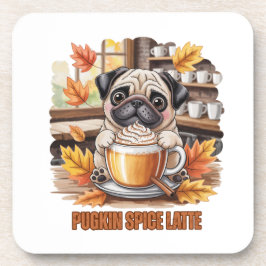 Pugkin Spice Latte – Cute Autumn Pug Coffee Design Bier Onderzetter