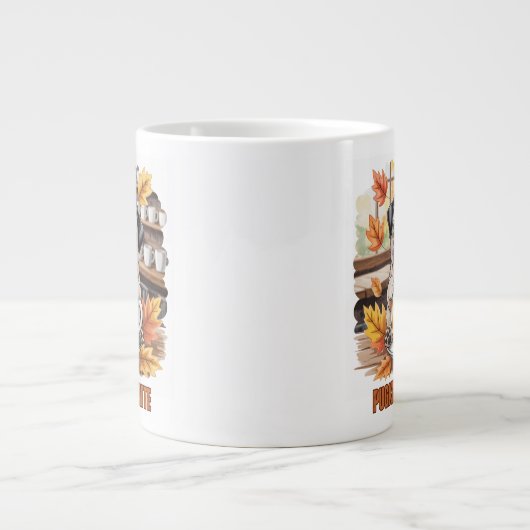 Pugkin Spice Latte – Cute Autumn Pug Coffee Design Grote Koffiekop (Voorkant)