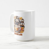 Pugkin Spice Latte – Cute Autumn Pug Coffee Design Koffiemok (Voorkant links)