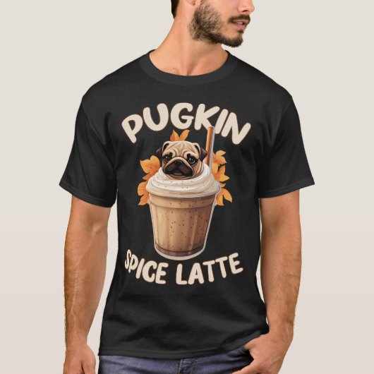 Pugkin Spice Latte - Grappige koffie T-shirt (Voorkant)