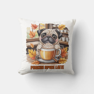 Pugkin Spice Latte – Mooie herfst pug koffie ontwe Kussen