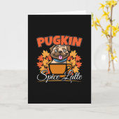 Pugkin Spice Latte - Pug Dog Pumpkin Pun Kaart (Gele Bloem)