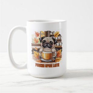 Pugkin Spice Latte Schattig Grappig Herfst Pug Hon Koffiemok