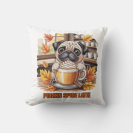 Pugkin Spice Latte Schattig Grappig Herfst Pug Hon Kussen