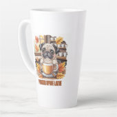 Pugkin Spice Latte Schattig Grappig Herfst Pug Hon Mok (Linkerhoek)