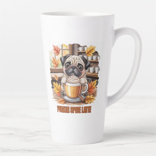 Pugkin Spice Latte Schattig Grappig Herfst Pug Hon Mok (Rechts)