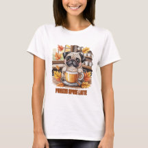 Pugkin Spice Latte Schattig Grappig Herfst Pug Hon