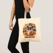 Pugkin Spice Latte Schattig Grappig Herfst Pug Hon Tote Bag (Voorkant (product))