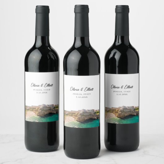 Puglia bruiloft gunst gepersonaliseerde wijn label wijn etiket (Flessen)